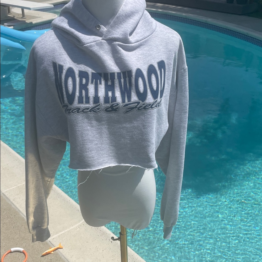 Jerzees Northwood Track and Field, Irvine California Gray Cropped Hoodie | S